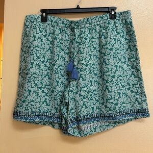 J Jill Size 2X Floral Floral Linen Blend Shorts